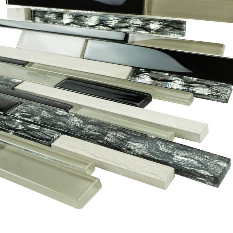 Initial Sequence 11.75'' X 12.75'' Linear Mosaic Wall Tile, Black/Brown