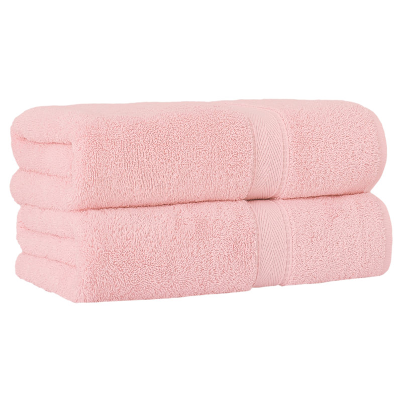 Ensemble de serviettes de bain en coton turc 2 pièces Sinemis, Rose