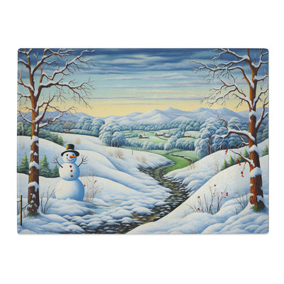 Snowman Landscape No.2  Glass Chopping Board