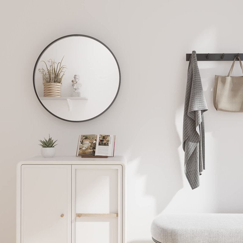 Gandee Flat Mirror, 50cm H x 50cm W, Black