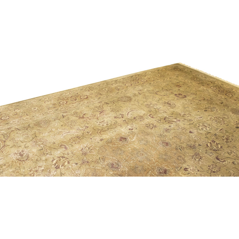 Hand Knotted Wool Area Rug in Gold