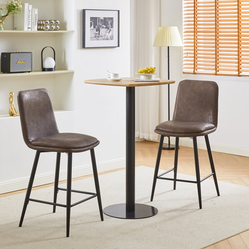 Karlin Upholstered Counter Stool with Metal Frame, Brown