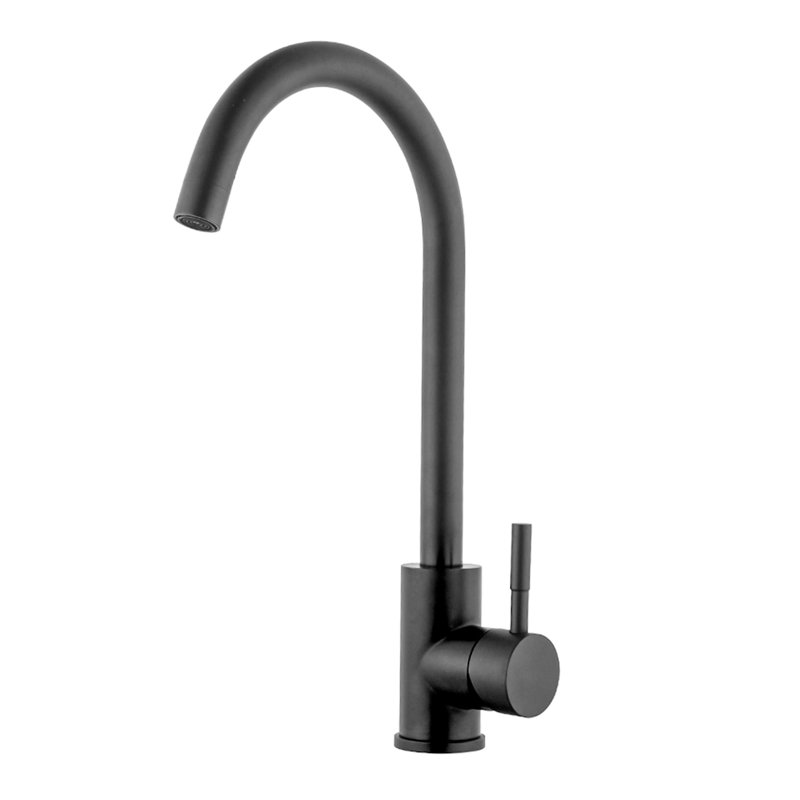Robinet d'évier de cuisine noir mat avec une poignée - fabrication en acier inoxydable 304, bec rotatif à 360 °, rouille et corrosion, nettoyage quotidien facile, installation simple, débit maximal de 1,75 gal / min, inclus