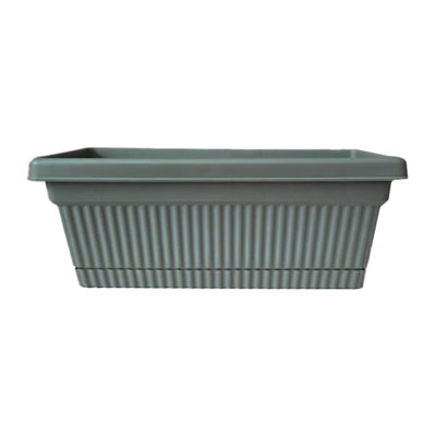 Vaneka 18-in Width Plastic Fluted Window Box Planter With Saucer Tray