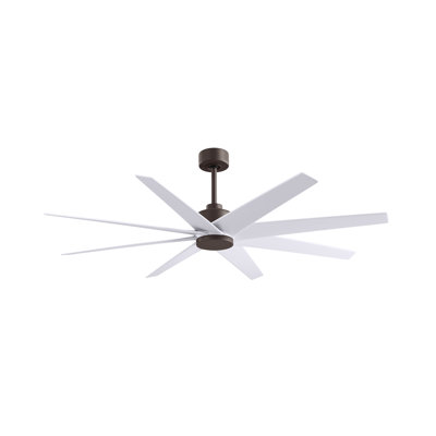 Ariella - Eight Blade Ceiling Fan - Brushed Brass Finish - Matte Black Blades