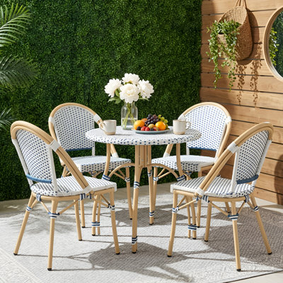 Ensemble de 4 chaises de salle à manger d'extérieur Altesa French Bistro tissées pour la cuisine et le patio