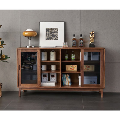 Simple Glass Sliding Door Accent Cabinet
