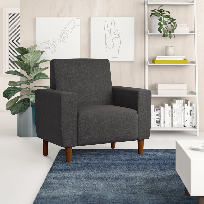 Hysell Velvet Armchair, Dark Gray