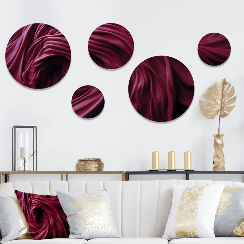 «Purple Soft Spirals Galaxy» - ensemble d'art mural rond abstrait en spirales abstraites de 5