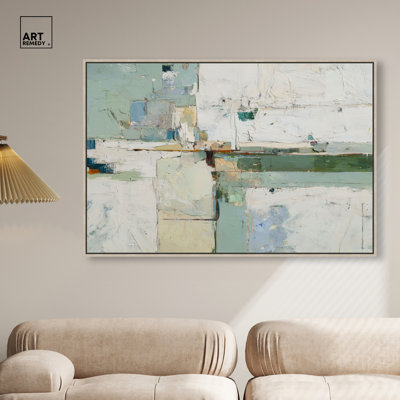 "Green Patch I", reproduction sur toile encadrée par Art Remedy, cadre blanc, 36 x 24
