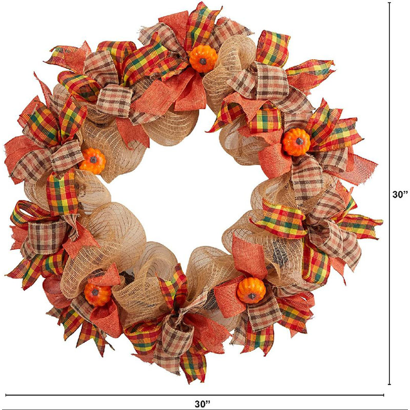 Faux Pumpkin & Gourds 30'' Wreath