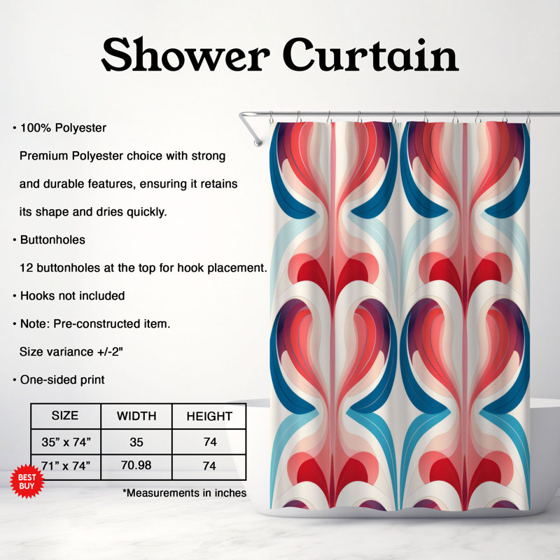Rideau de douche Mixed Brushstrokes - Premium, H 74 po x l 71 po