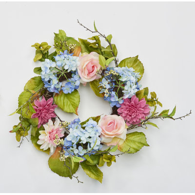 20" Artificial Garden Flowers Wreath