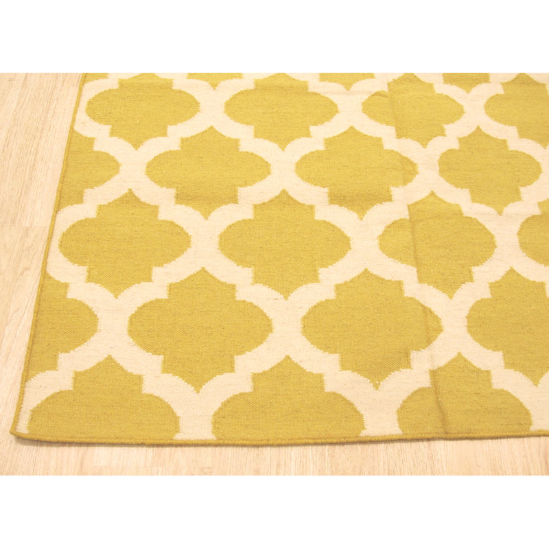 Elegant and Stylish Durrant Hand-Woven Luxurious Wool Geometric Grey Colour Rectangle Area Rug, Rectangle 5' x 8'
