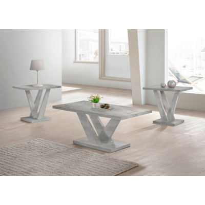 Ensemble de tables basses 3 pièces avec tables rectangulaires et carrées, style contemporain pour les salons modernes, assemblage facile