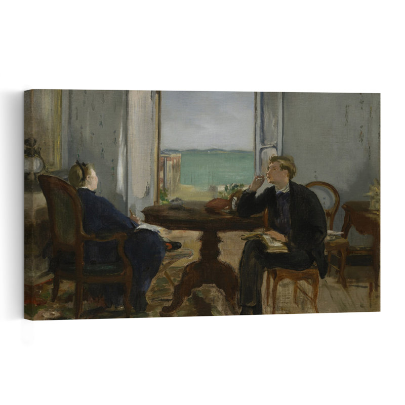 Intérieur à Arcachon, 1871. Estampe d'art mural impressionniste représentant un paysage marin paisible et serein.