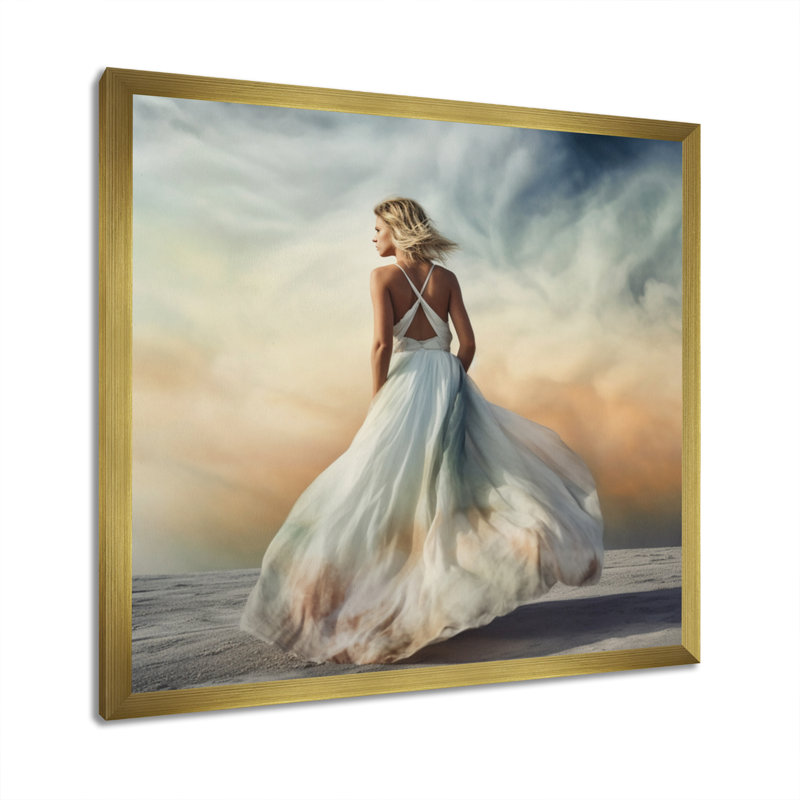 «Femelle par l'océan Breeze II», impression sur toile, H 24 po x l 24 po x P 1 po, Encadrement doré