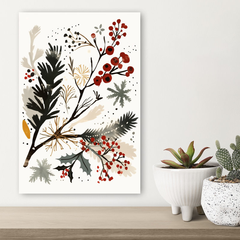 Winter Blossom Woodlands Abstract Contemporary Pine Nature Winter Wall Art Print 1 Piece Wrapped Canvas Wall Art