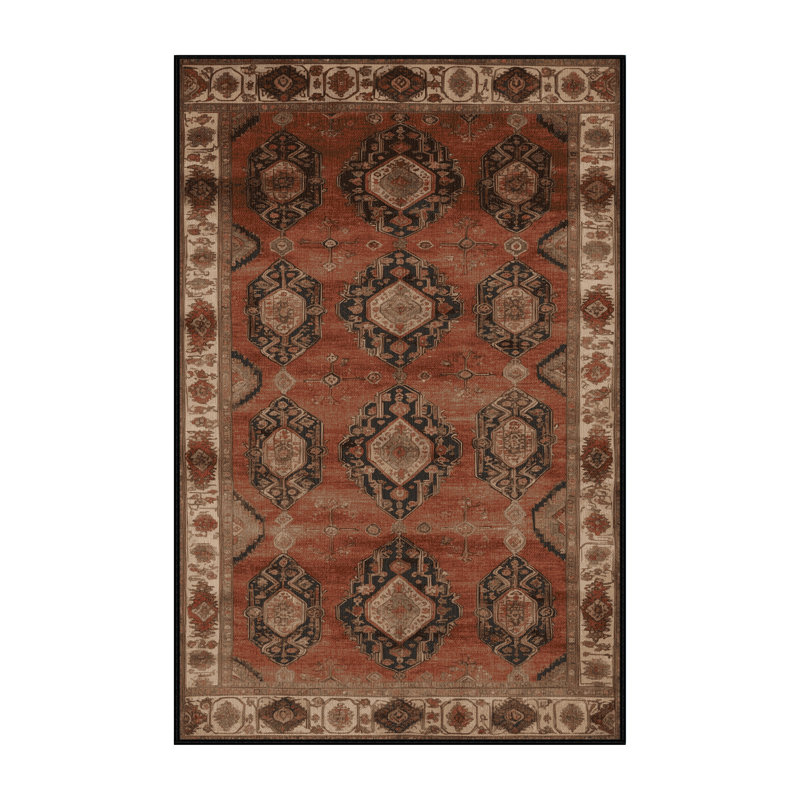 Machine Washable Persian Brown Area Rug, Rectangle 8' x 10'