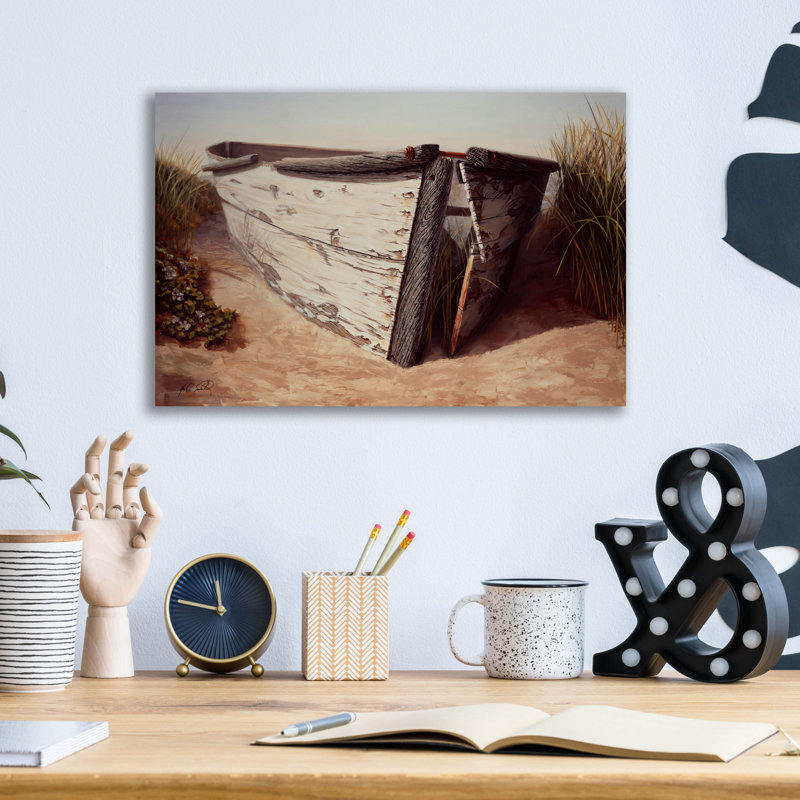 «White Boat II» par Karl Soderlund, art mural en verre acrylique, H 12 po x l 16 po x P 0,13 po