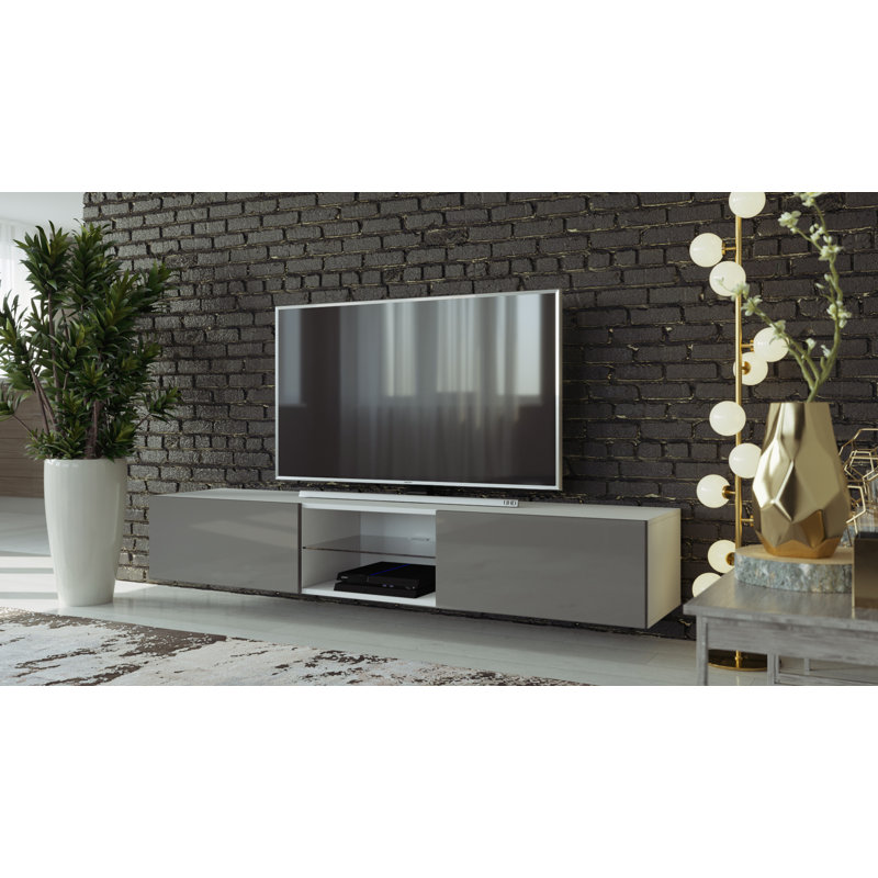 Bertin Unfinished TV Stand for TVs up to 75", White/Slate Gray