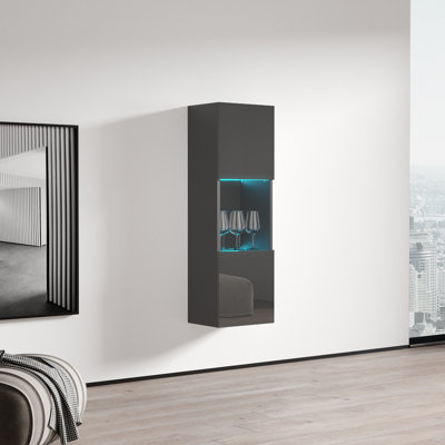 Balroop 15.75" Floating Bookcase with 16-Colour LED Lighting, High Gloss Finish