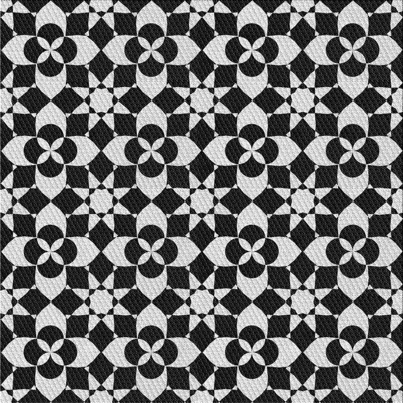 Tapis noir/blanc tissé à la machine, Carré 5 pi