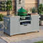 Chariot-îlot de cuisine en bois massif 66,5 po, plateau en acier inoxydable, compatible avec Big Green Egg et Kamado Joe, gris-bleu