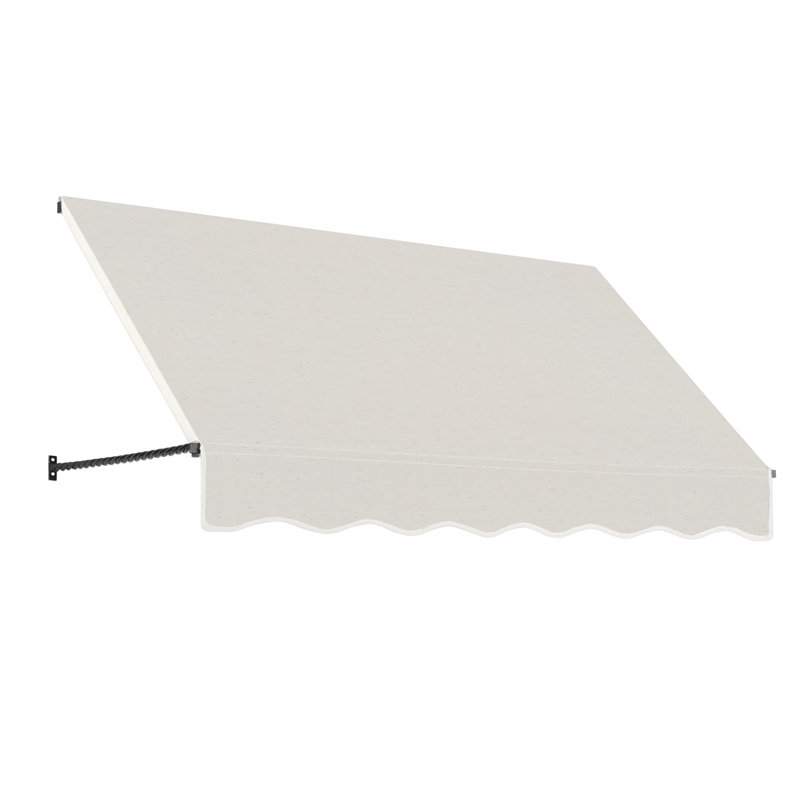 Awntech Santa Fe Acrylic Fabric Fixed Awning with Iron Rope Arms, 44" H x 88.5" W x 36" D, Oatmeal Tweed