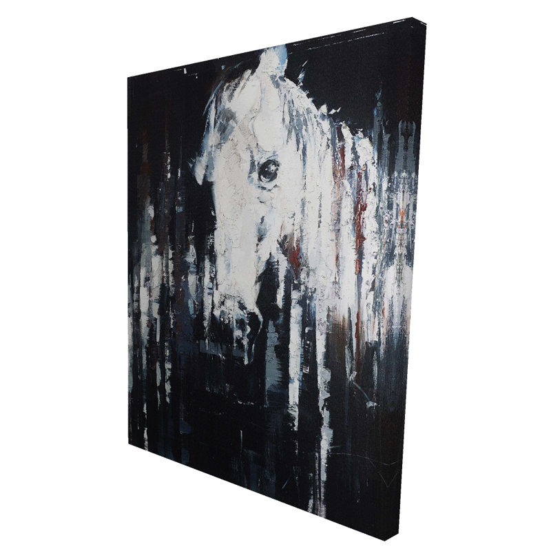 Toile abstraite cheval sur fond noir