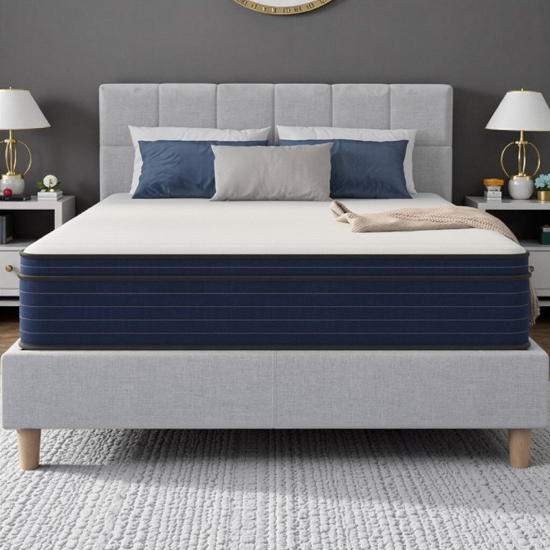 10/12 Inch Twin/Full/Queen/King Size Medium Firm Euro Top Hybrid Cooling Gel Memory Foam Mattress with Pocket Springs - Bed in a Box for Motion Isolation, Adjustable Base Friendly, CertiPUR-US Certified