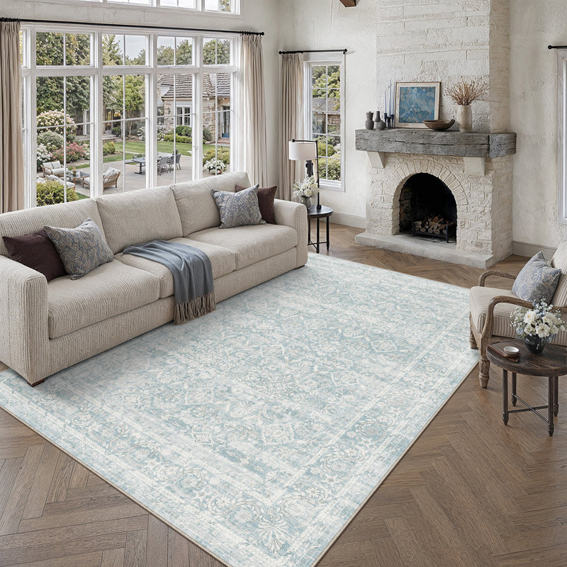 Tapis oriental GRANDA, Bleu, Rectangle 8 pi x 10 pi
