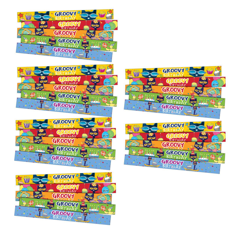 Edupress Pete the Cat - Groovy Birthday Slap Bracelets, 10 par paquet, 6 paquets