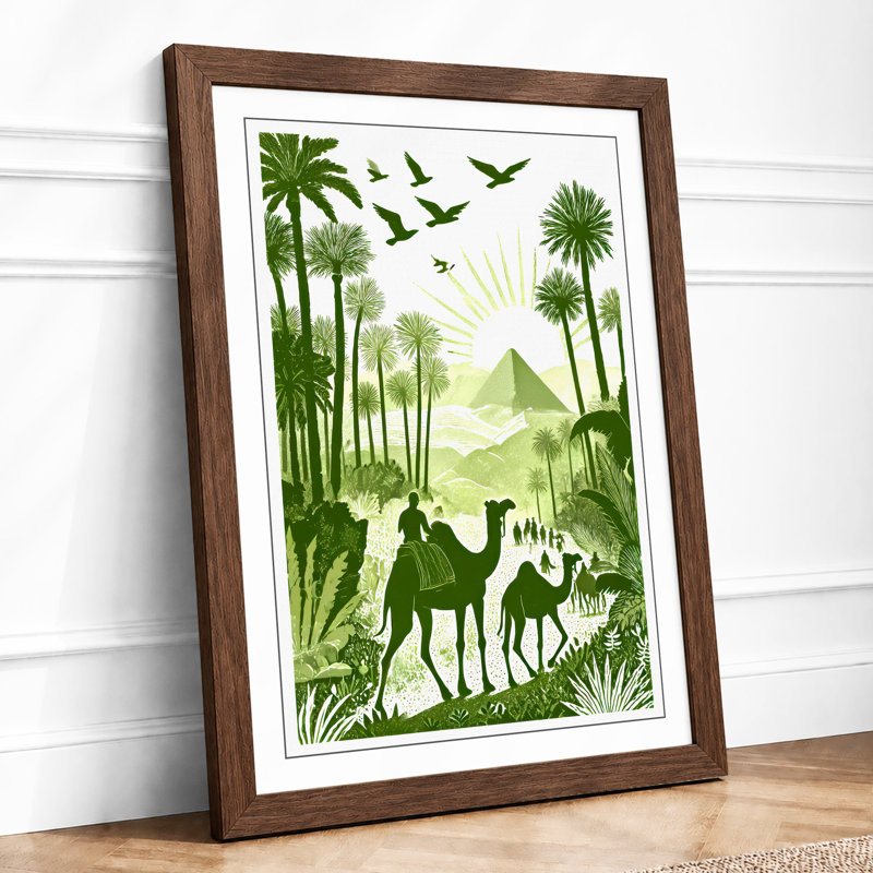 Giraffes in the Bush Botanical 1 Piece Single Picture Frame Wall Art, A1 - 84.1 x 59.4 cm, Walnut