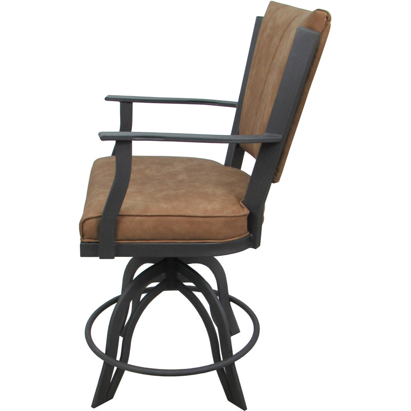 Tabouret de bar pivotant en métal Cocuzzo - Vinyle pacane, Vinyle brun / gris, Bar Stool (30" Seat Height)