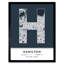 Hamilton City Map Hamilton Canada City Map Navy - Single Picture Frame Typography