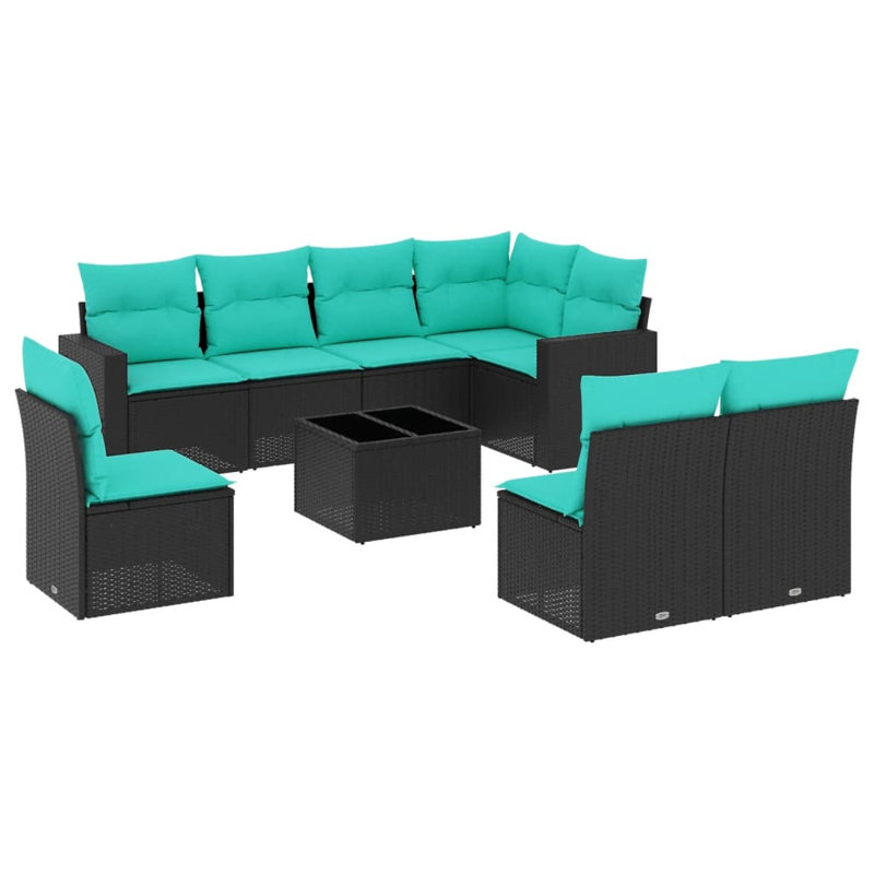Ensemble de canapé de patio 9 pièces avec coussins pour l'extérieur, Sarcelle