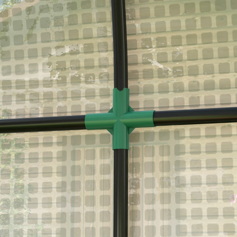 Taren Traditional Walk-In Greenhouse With Reinforced PE Cover And Roll-Up Zipped Doors