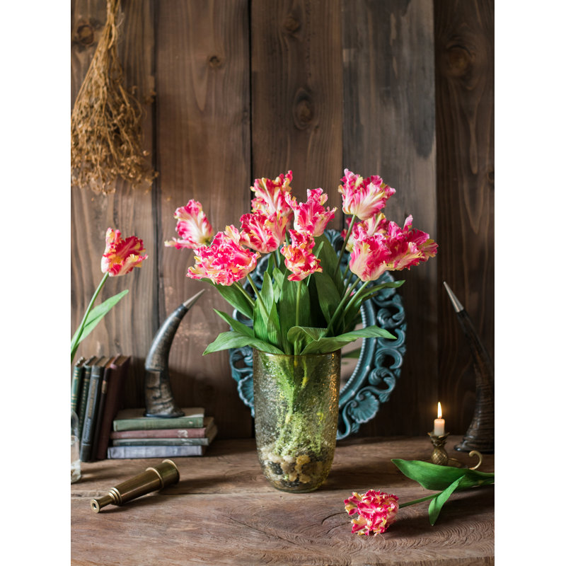 Silk Flame Flower Tulip Spray, Pink