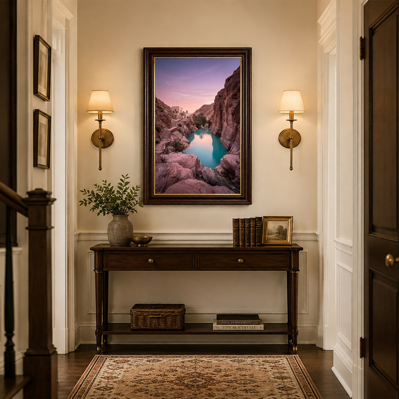 Art mural sur toile, "Desert Canyon Pool", 18"H x 12"W