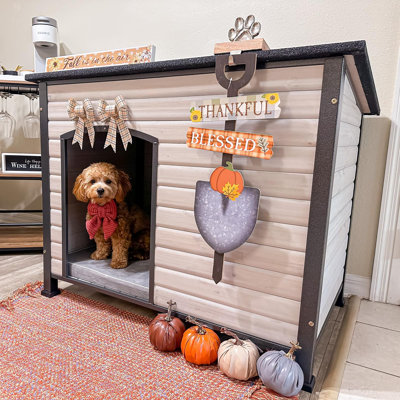 Large Dog House Outdoor Indoor Weatherproof Dog House for Small & Medium & Large Dogs with Unique All-Around Iron Frame＆Raised Feet（White）