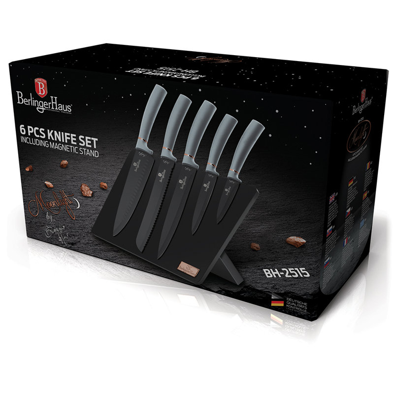 Ensemble de couteaux de cuisine en acier inoxydable avec support magnétique Berlinger Haus, Clair de lune