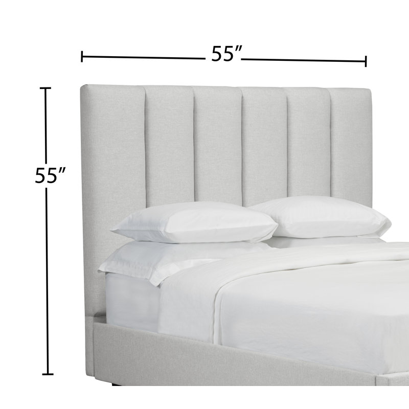 Tête de lit tapissier à panneau Tarrant, Double, Lin - Blanc cassé