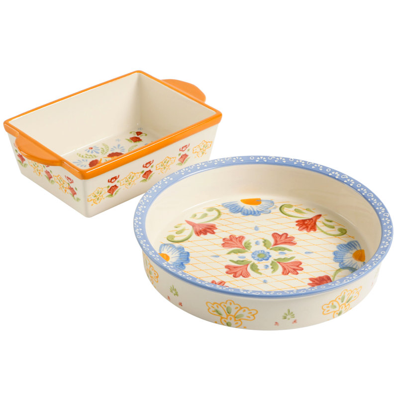 Laurie Gates 2pc 1.8Qt Pie Dish and 1.6 Qt Bakeware Set