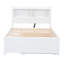 Lit plateforme double avec lit gigogne, tiroirs et prises USB, blanc