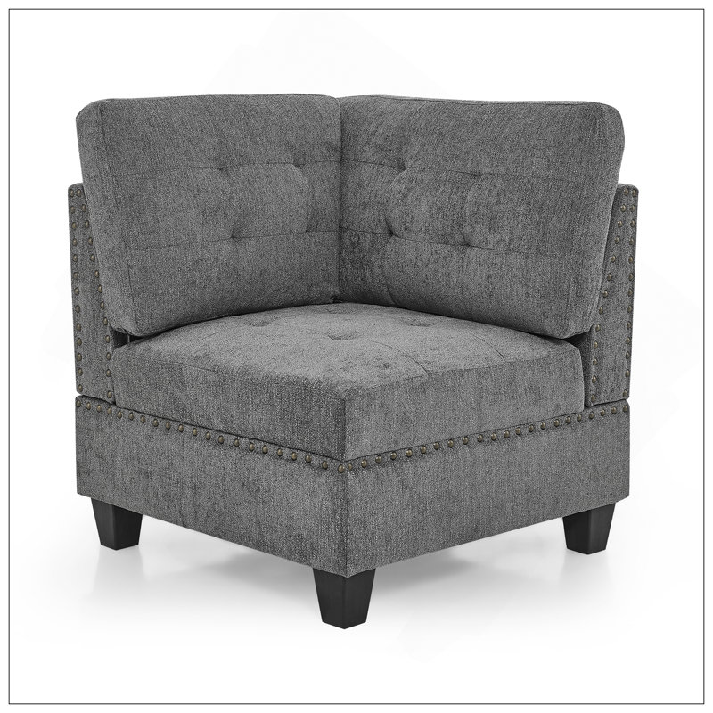 Corner Sofa For Modular Sectional,Grey Chenille (31.5"X31.5"X36.5")
