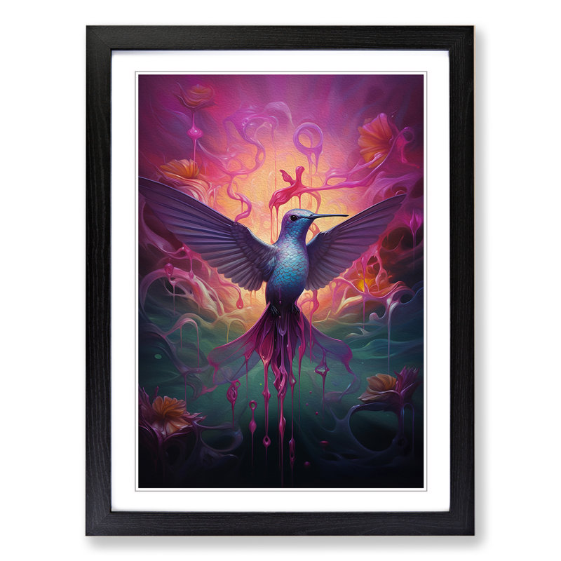 Hummingbird Surrealism No.2 - Framed Print, Black Framed, 34cm H x 25cm W x 2cm D