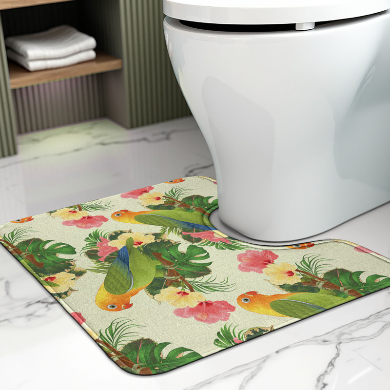 Multicolore tapis de salle de bain en U Hibiscus