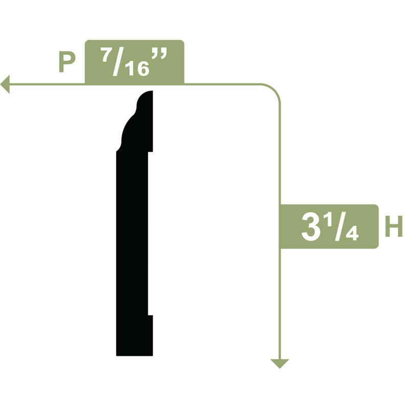 Moulure couronnée H 3 1/4 po x l 96 po x P 7/16 po