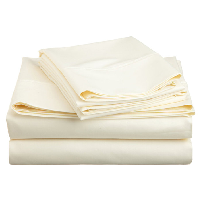Superior 600 Thread Count Cotton Blend Sheet Set, Ivory, Split King